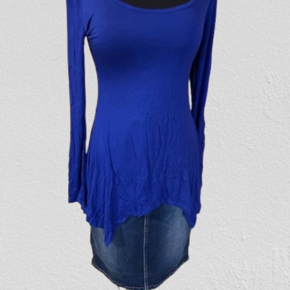 Zenana Outfitters Dresses & Skirts - Royal Blue Long Sleeve Sharkbite Top (2)